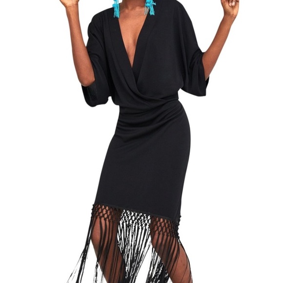 Zara Dresses & Skirts - RARE Black Fringe Dress